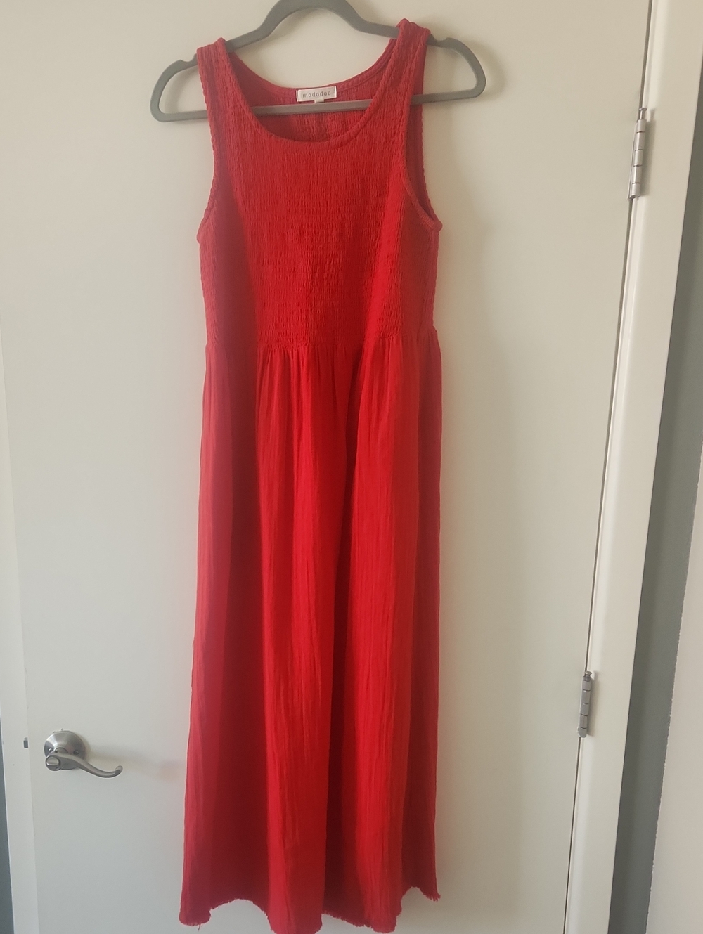 Mododoc Smocked Tank Midi Dress - Red XS
